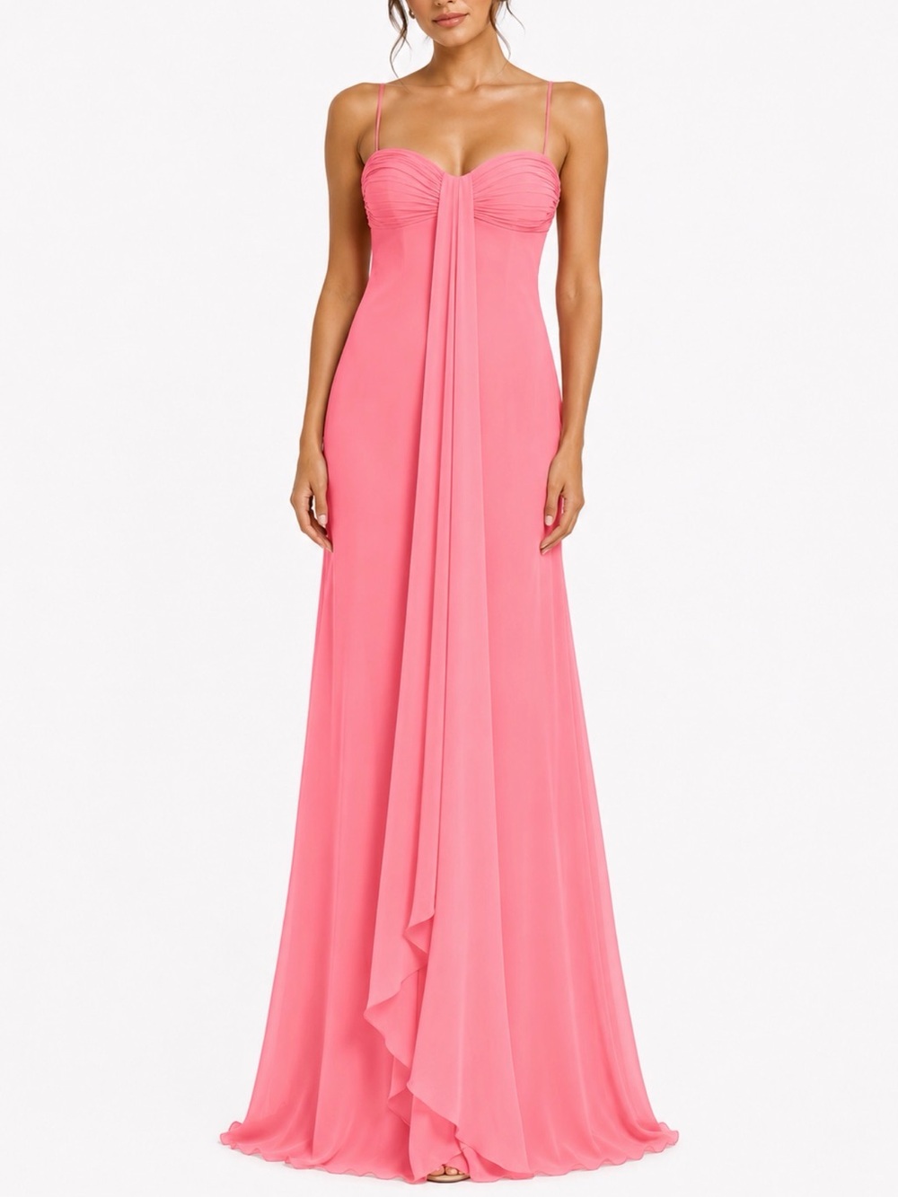 Vintage 90s A.B.S. Evening by Allen Schwartz Pink Chiffon Maxi Gown (VTG Size 14